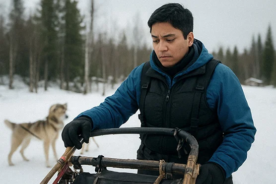 Musher guide de randonnée en traîneau